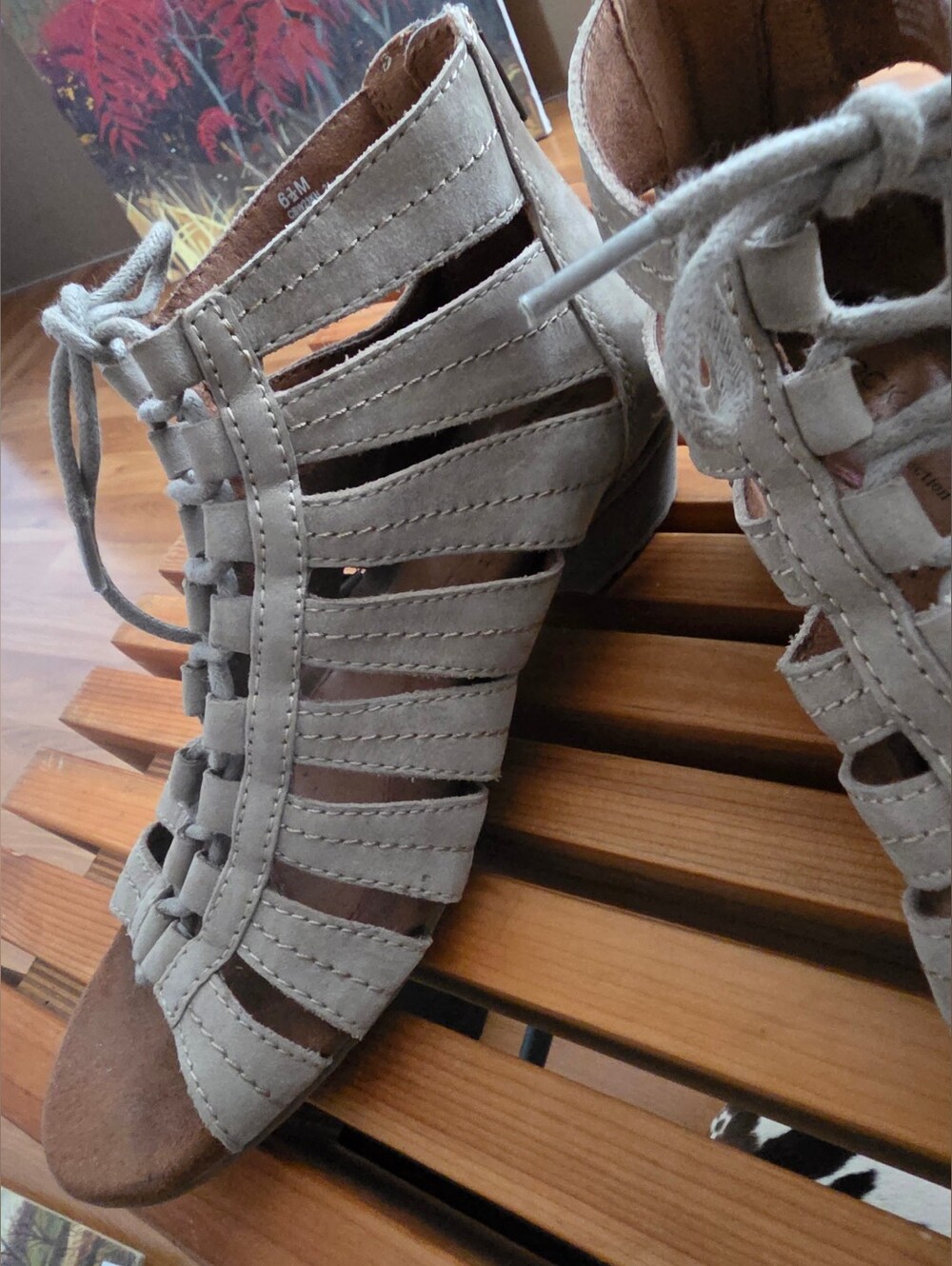 Rockport Cobb Hill Gabby gladiator-style bootie sandals in khaki leather